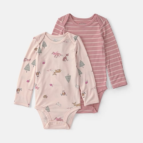 Carter's Baby Girls Crew Neck Long Sleeve 2-pc. Bodysuit In Pink