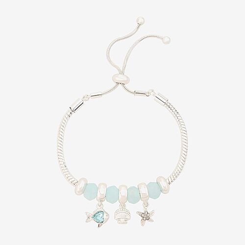 Footnotes Womens Genuine Crystal Round Bolo Bracelet In Silver