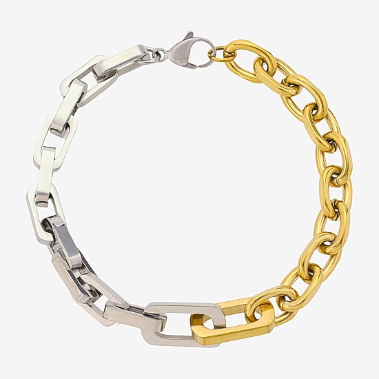 J.P. Army Mens 9 1/2 Inch Semisolid Link Chain Bracelet