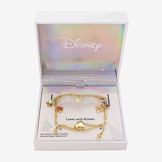 Disney Classics Womens Crystal 14K Gold Over Brass Minnie Mouse Bolo Bracelet