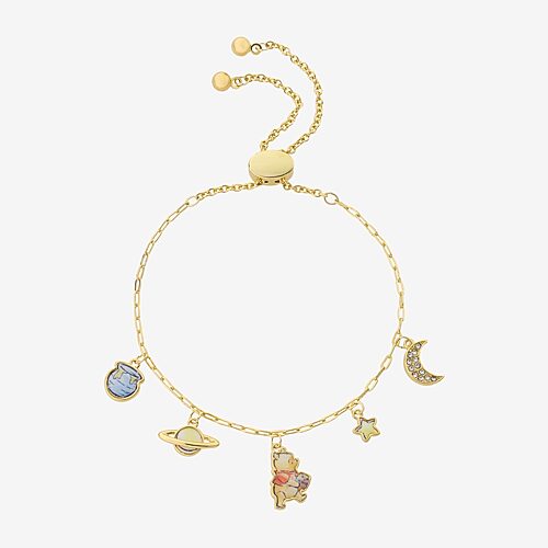 Disney Classics Womens 14k Gold Over Brass 8 Inch Semisolid Link Winnie The Pooh Chain Bracelet In Yellow