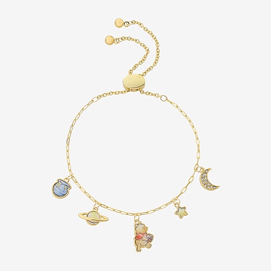 Disney Classics Womens 14K Gold Over Brass 8 Inch Semisolid Link Winnie The Pooh Chain Bracelet