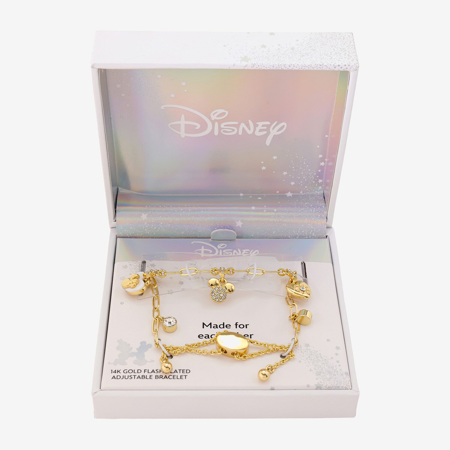 Disney Classics Womens Crystal 14K Gold Over Brass Mickey Mouse Bolo Bracelet