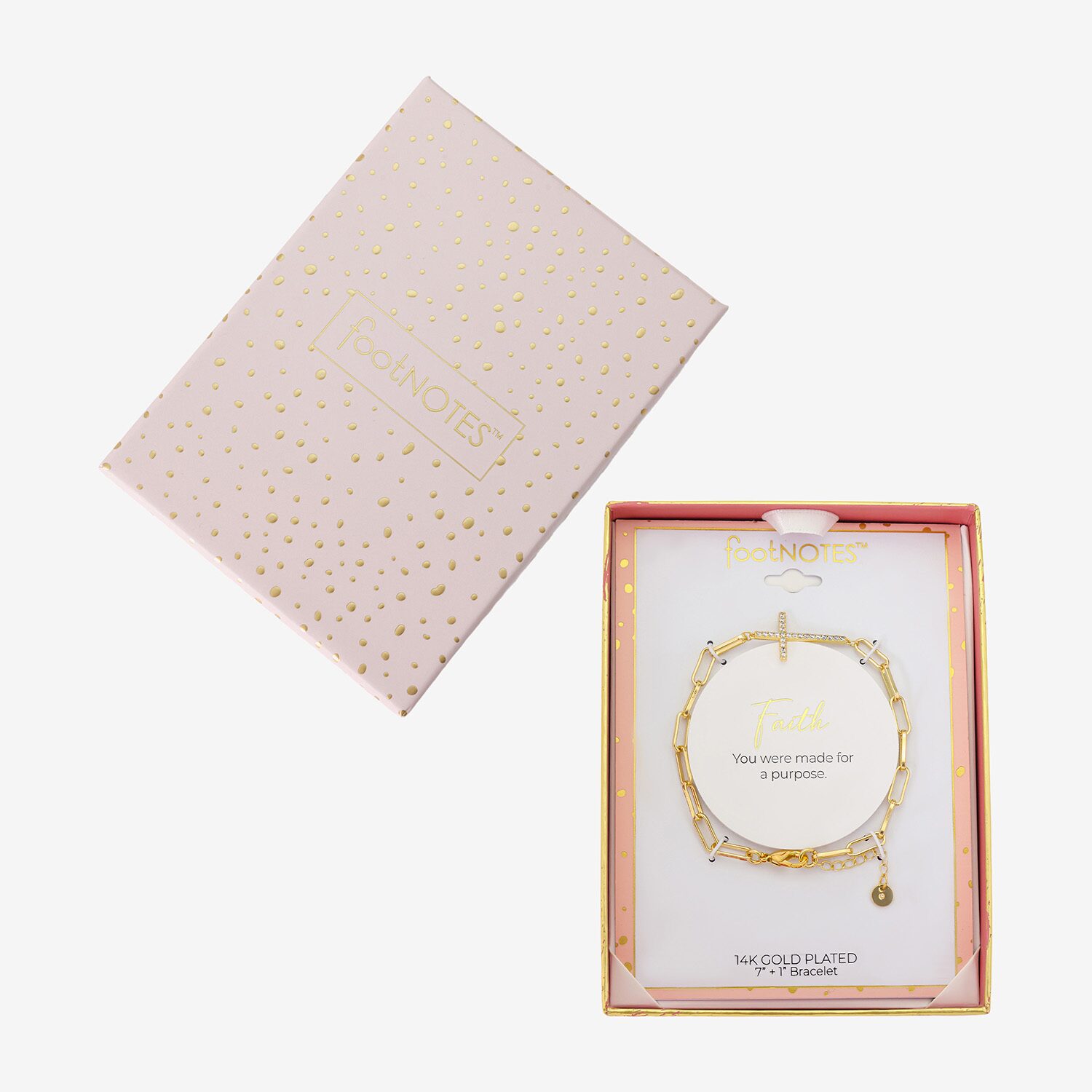 Womens 14K Gold Over Brass 9 3/4 Inch Semisolid Paperclip Cross Chain Bracelet