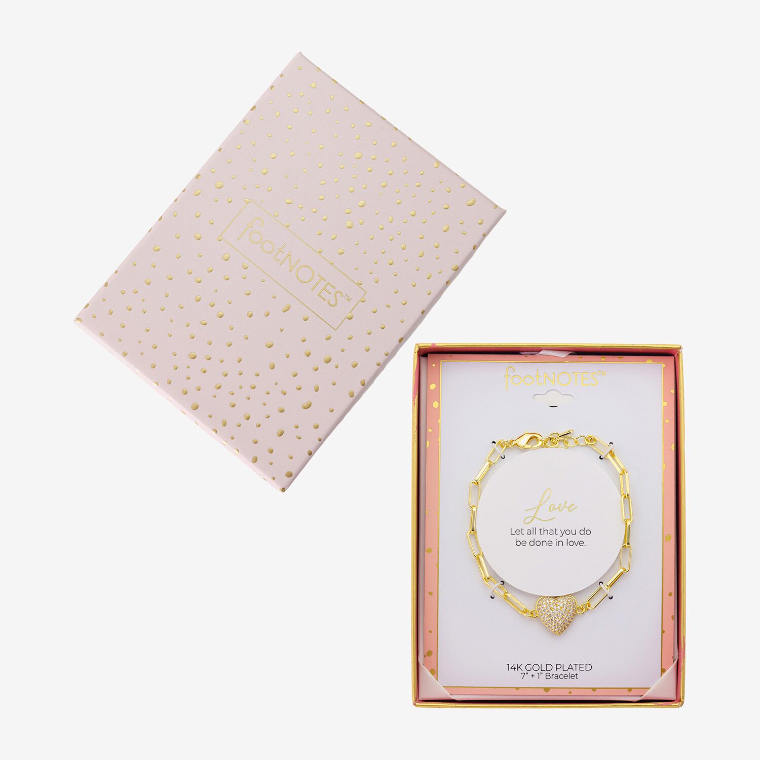 Womens 14K Gold Over Brass 9 3/4 Inch Semisolid Paperclip Heart Chain Bracelet