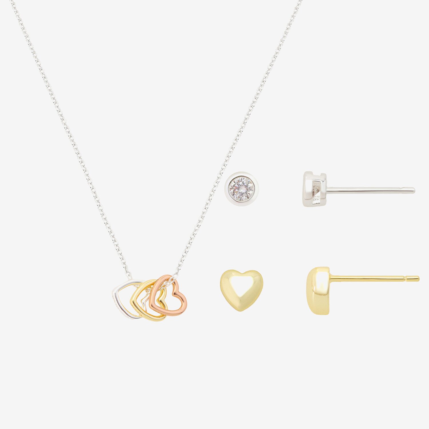 Gratitude & Grace Unisex Cubic Zirconia 14K Gold Over Brass Heart 3-pc. Necklace Set