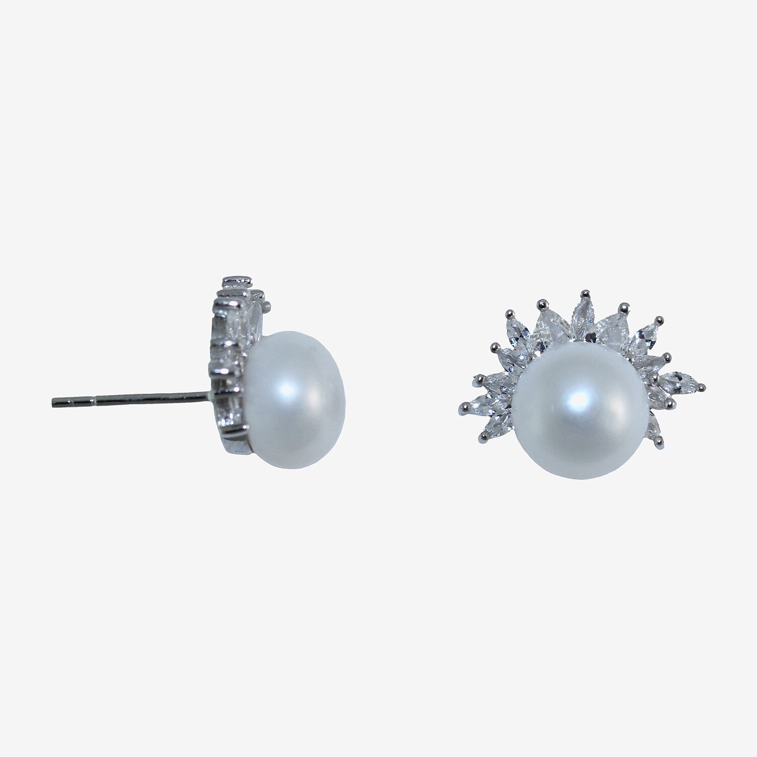 White Cultured Freshwater Pearl Sterling Silver 17mm Round Stud Earrings