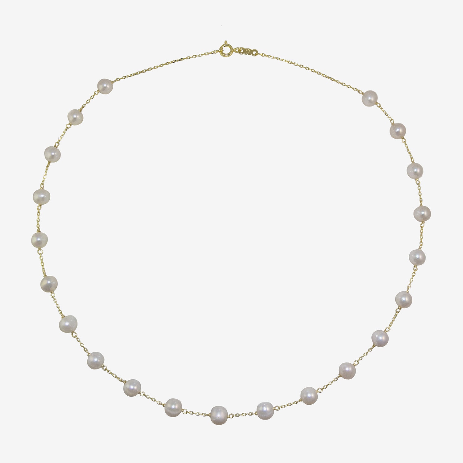 Cultured Freshwater Pearl 14K Gold Over Silver 18 Inch Strand Necklace