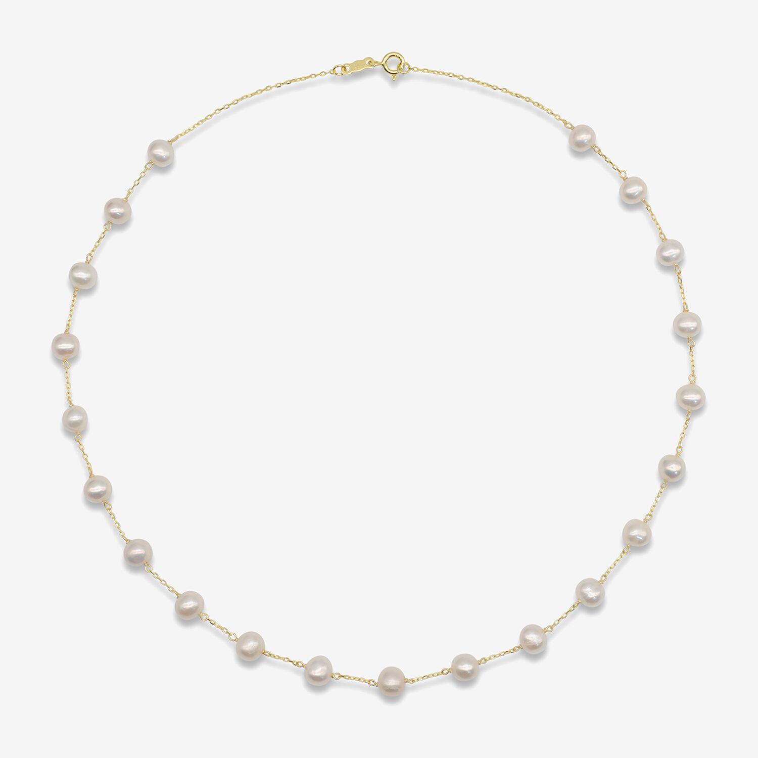 Cultured Freshwater Pearl 14K Gold Over Silver 18 Inch Strand Necklace