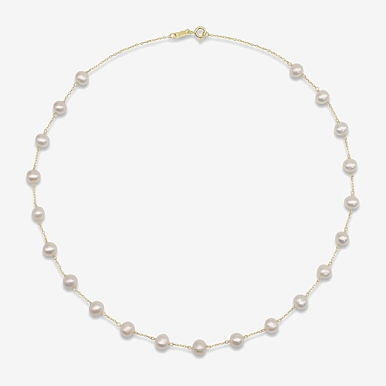 Cultured Freshwater Pearl 14K Gold Over Silver 18 Inch Strand Necklace