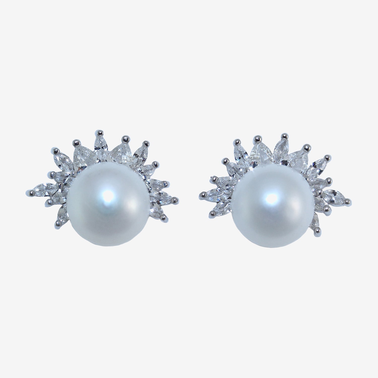 White Cultured Freshwater Pearl Sterling Silver 17mm Round Stud Earrings