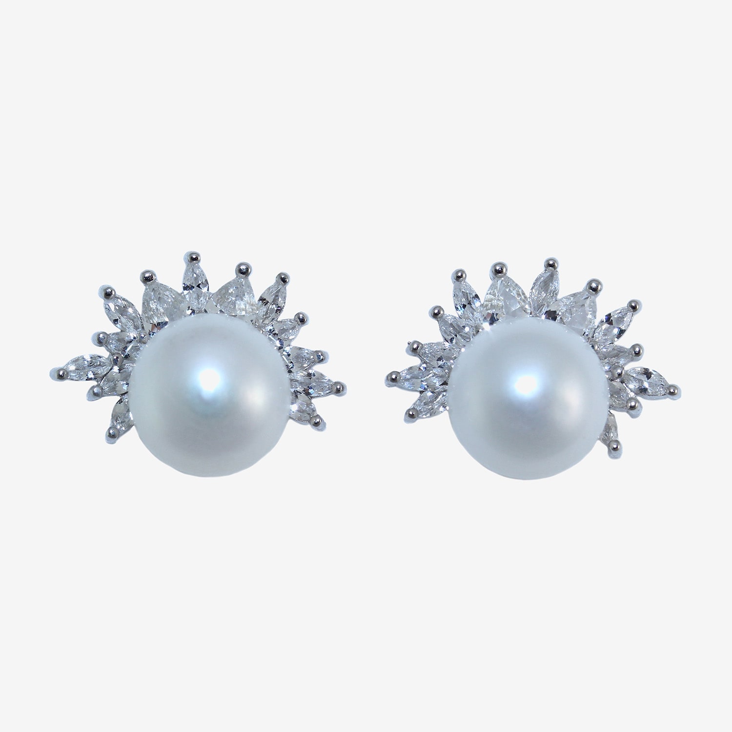 White Cultured Freshwater Pearl Sterling Silver 17mm Round Stud Earrings