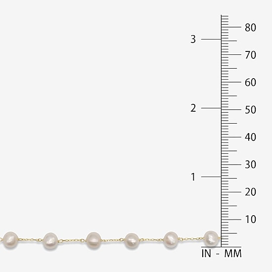 Cultured Freshwater Pearl 14K Gold Over Silver 18 Inch Strand Necklace