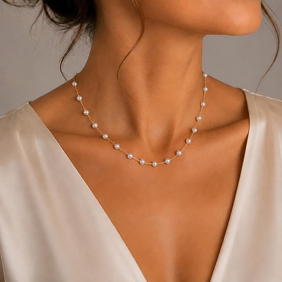 Cultured Freshwater Pearl 14K Gold Over Silver 18 Inch Strand Necklace