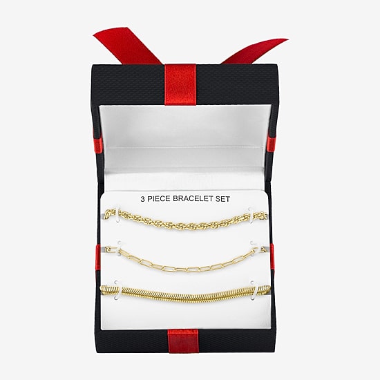 Yes, Please! Womens 3-pc. 14K Gold Over Brass Bracelet Set