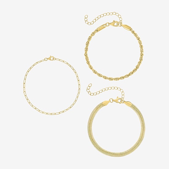 Yes, Please! Womens 3-pc. 14K Gold Over Brass Bracelet Set
