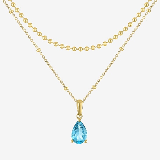 Yes, Please! Womens Genuine Blue Topaz 14K Gold Over Brass Pear 3-pc. Jewelry Set