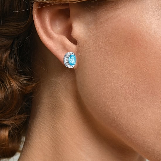 Yes, Please! Womens Genuine Blue Topaz Pure Silver Over Brass 2-pc. Jewelry Set