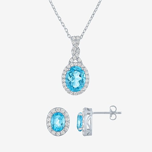 Yes, Please! Womens Genuine Blue Topaz Pure Silver Over Brass 2-pc. Jewelry Set, One Size, Blue