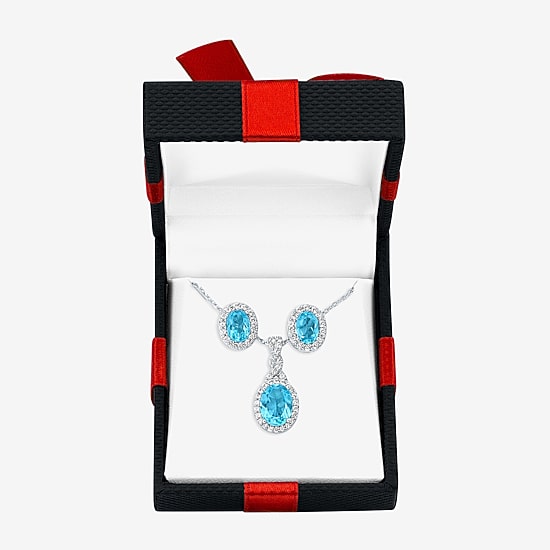 Yes, Please! Womens Genuine Blue Topaz Pure Silver Over Brass 2-pc. Jewelry Set