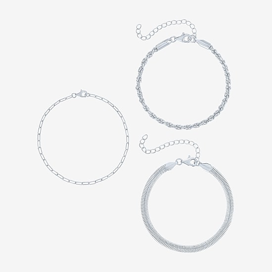 Yes, Please! Womens 3-pc. Pure Silver Over Brass Bracelet Set