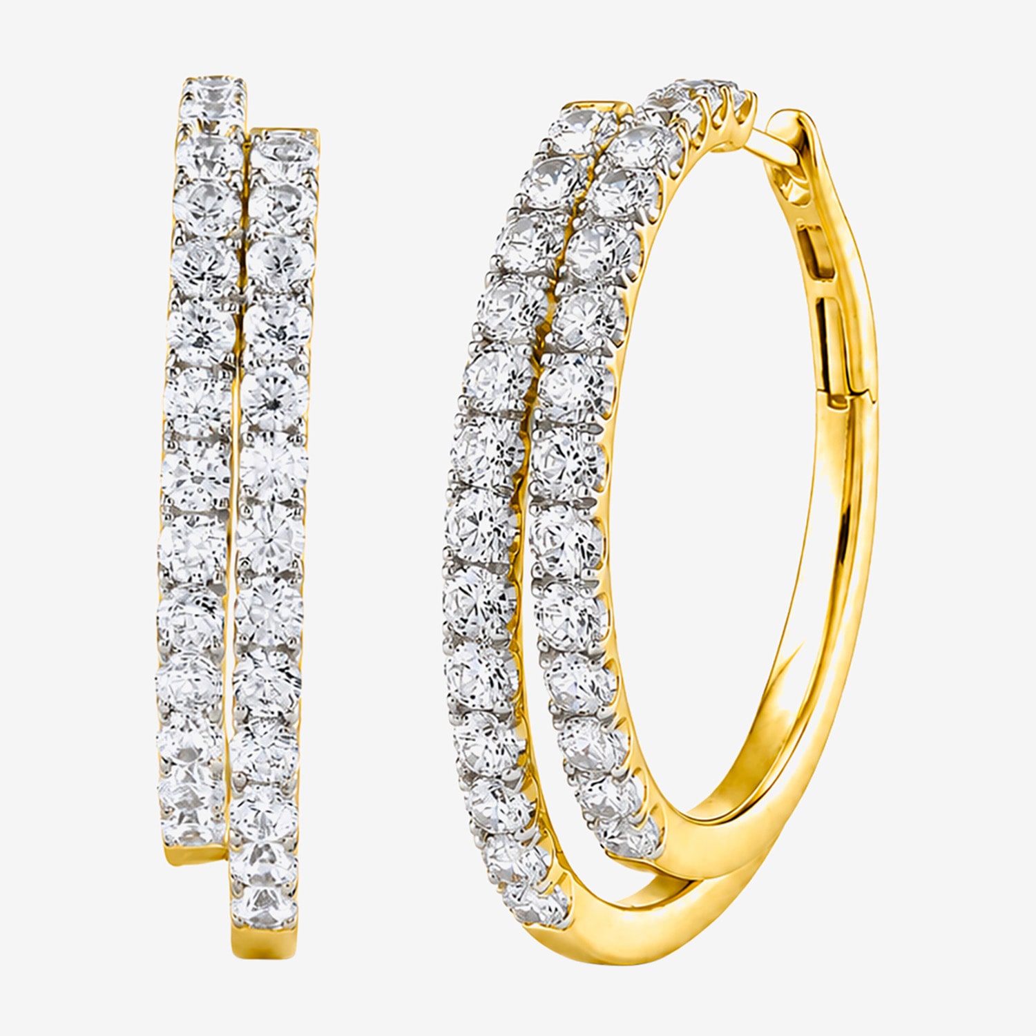 (G-H / Si2-I1) Womens 5 CT. T.W. Lab Grown White Diamond Sterling Silver 36mm Hoop Earrings