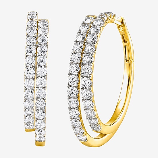 (G-H / Si2-I1) Womens 5 CT. T.W. Lab Grown White Diamond Sterling Silver 36mm Hoop Earrings