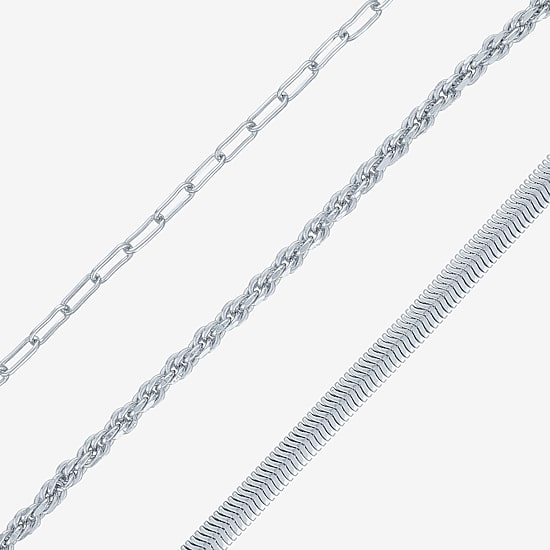 Yes, Please! Womens 3-pc. Pure Silver Over Brass Bracelet Set