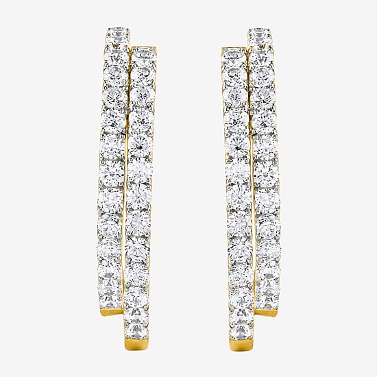 (G-H / Si2-I1) Womens 5 CT. T.W. Lab Grown White Diamond Sterling Silver 36mm Hoop Earrings