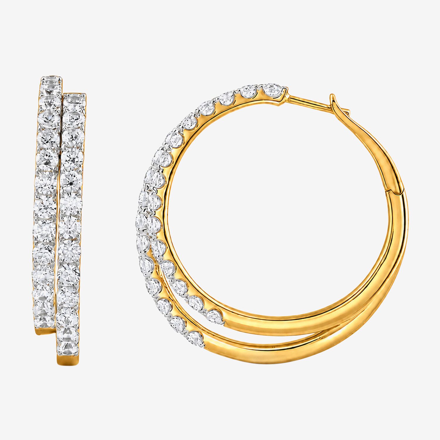 (G-H / Si2-I1) Womens 5 CT. T.W. Lab Grown White Diamond Sterling Silver 36mm Hoop Earrings