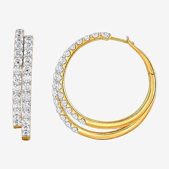 (G-H / Si2-I1) Womens 5 CT. T.W. Lab Grown White Diamond Sterling Silver 36mm Hoop Earrings