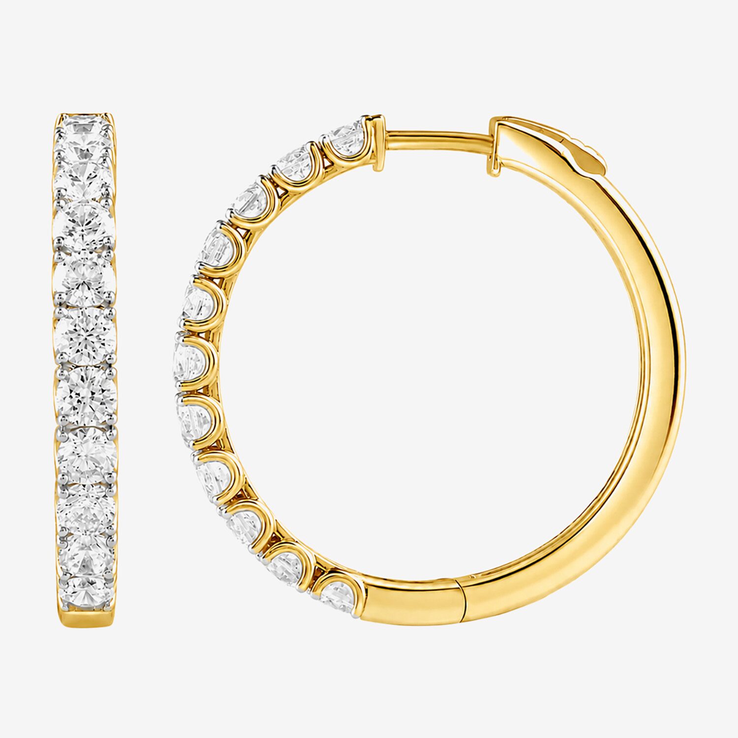 (G-H / Si2-I1) Womens 3 CT. T.W. Lab Grown White Diamond Sterling Silver 27.6mm Hoop Earrings