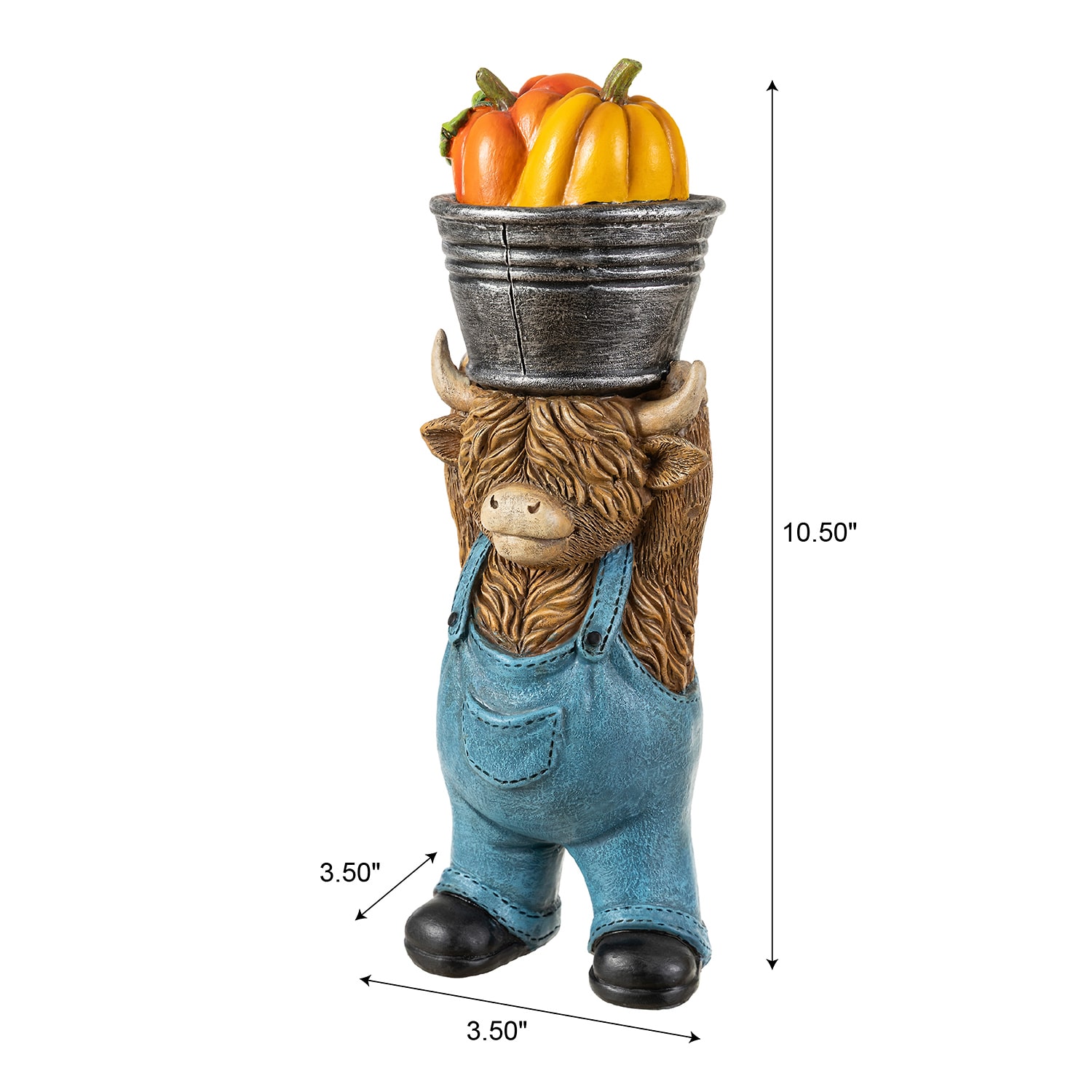 Glitzhome 11" Resin Highland Cow Thanksgiving Tabletop Decor