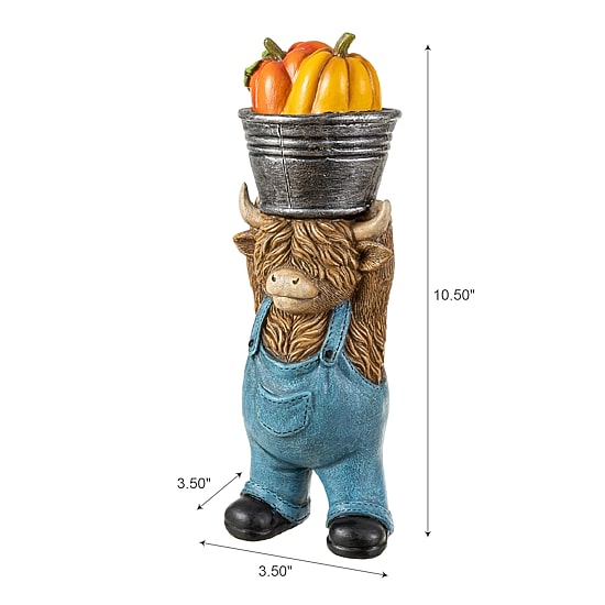 Glitzhome 11" Resin Highland Cow Tabletop Decor