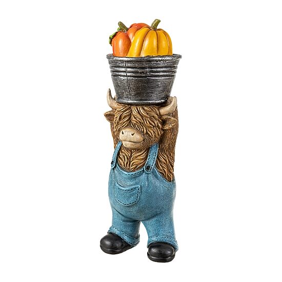 Glitzhome 11" Resin Highland Cow Tabletop Decor