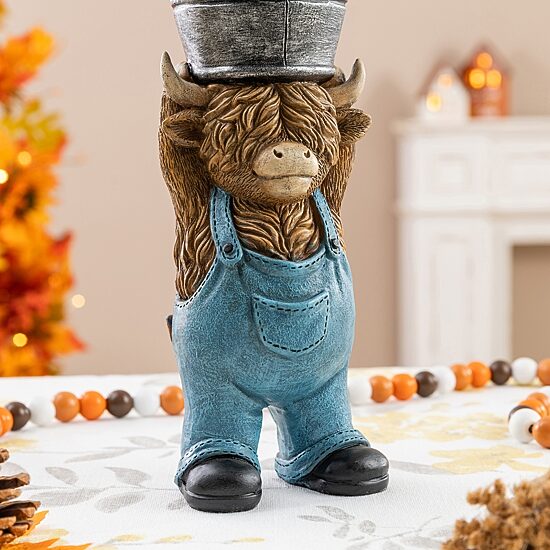 Glitzhome 11" Resin Highland Cow Tabletop Decor