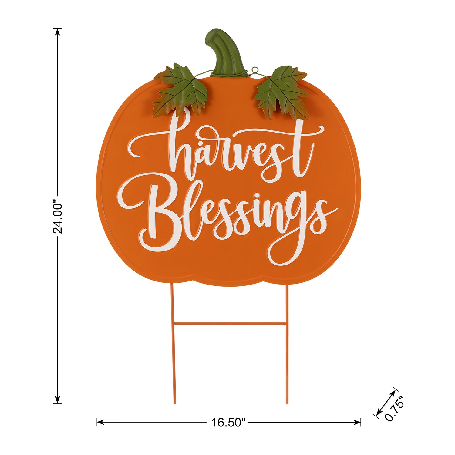 Glitzhome 24" Metal Pumpkin Thanksgiving Yard Art