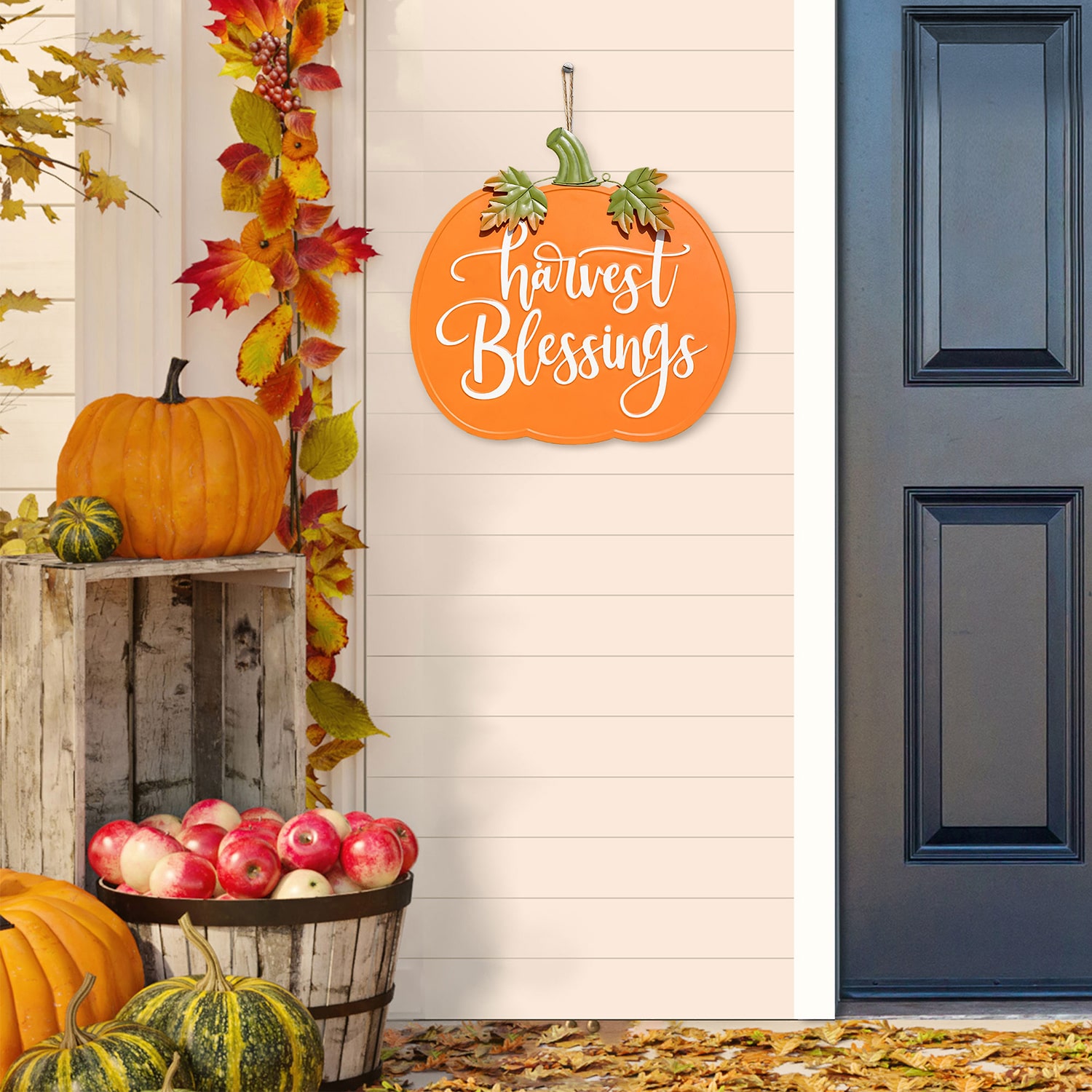 Glitzhome 24" Metal Pumpkin Thanksgiving Yard Art