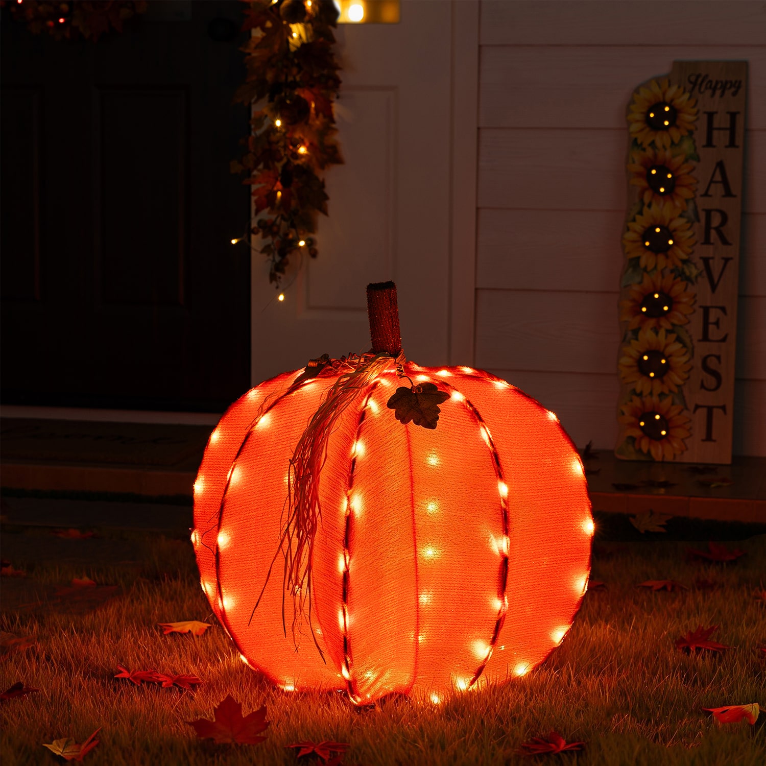 Glitzhome 25" Foldable Pumpkin Thanksgiving Yard Art