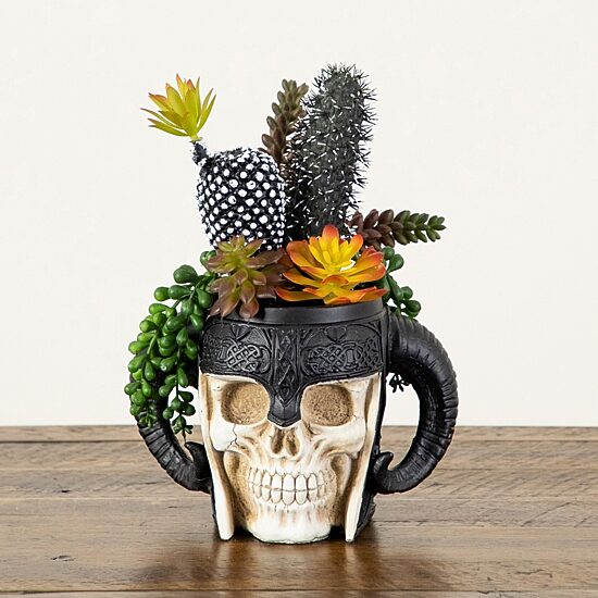Nearly Natural 9" Mixed Warrior Skull Artificial Plant