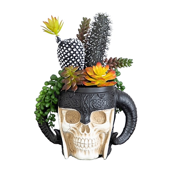 Nearly Natural 9" Mixed Warrior Skull Artificial Plant