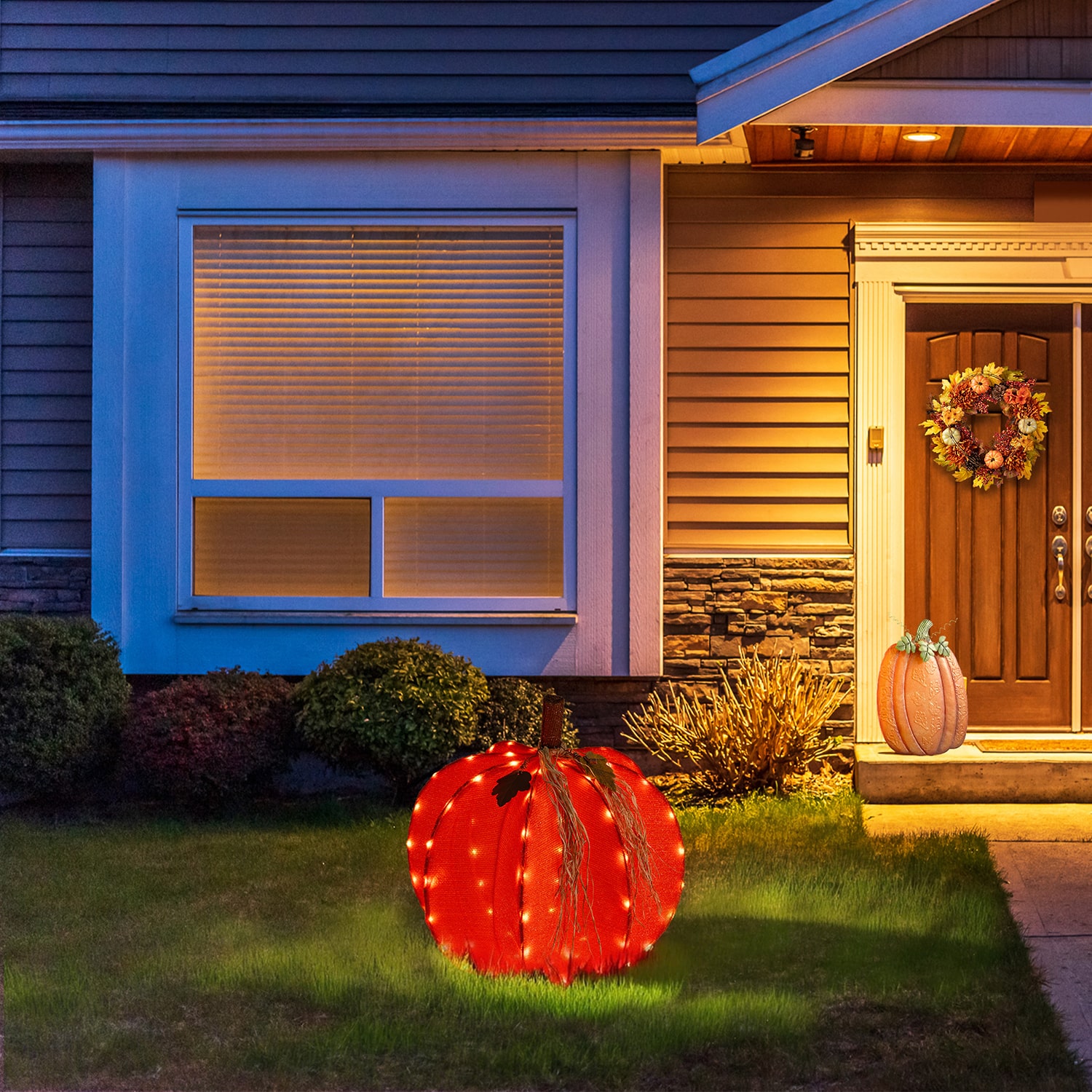Glitzhome 25" Foldable Pumpkin Thanksgiving Yard Art
