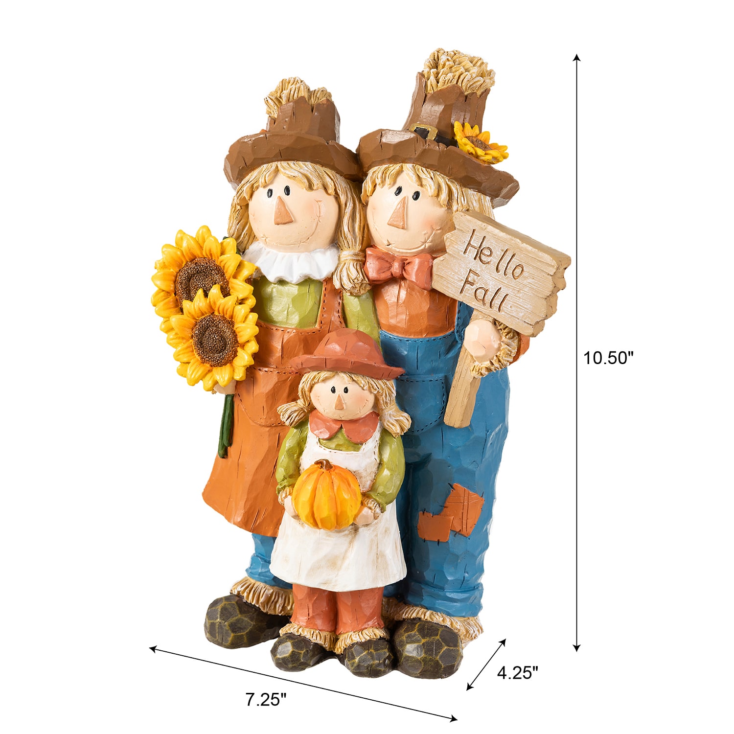 Glitzhome 11" Resin Scarecrow Family Thanksgiving Tabletop Decor