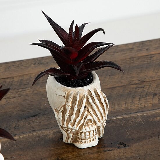 Nearly Natural 3-pc. 6" Speak Hear See No Evil Skull Artificial Plant