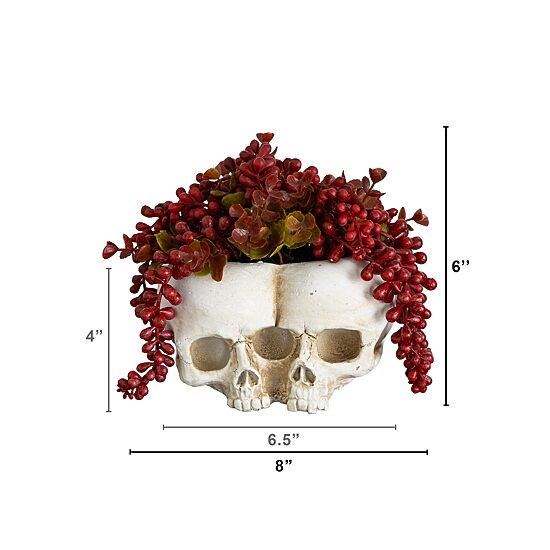 Nearly Natural 6" String Pearls Double Skull Artificial Plant