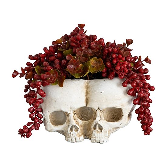 Nearly Natural 6" String Pearls Double Skull Artificial Plant
