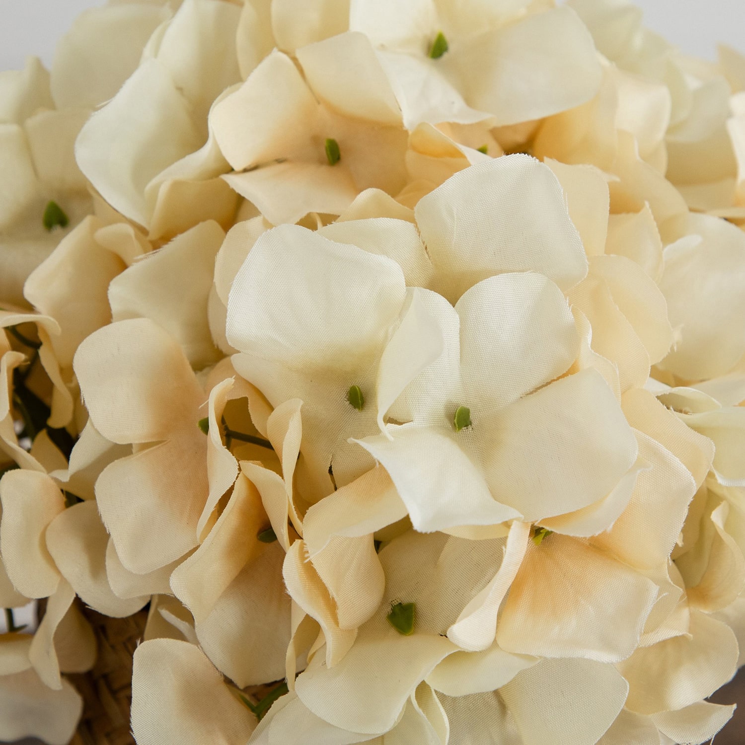 Nearly Natural 11" Cream Hydrangea Woven Basket Artificial Flowers