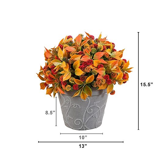 Nearly Natural 15.5" Mixed Mum Decorative Gray Artificial Plant
