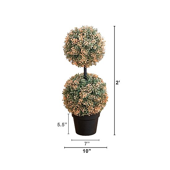 Nearly Natural 2ft Double Boxwood Thanksgiving Topiary
