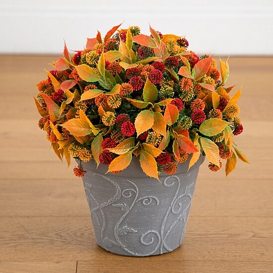 Nearly Natural 15.5" Mixed Mum Decorative Gray Artificial Plant